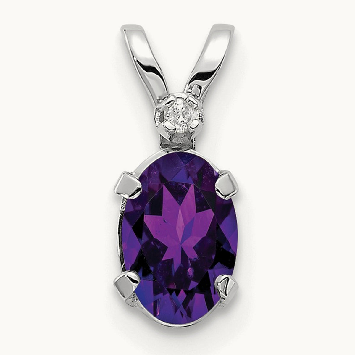 Diamond & Amethyst Birthstone Pendant — 14K White Gold