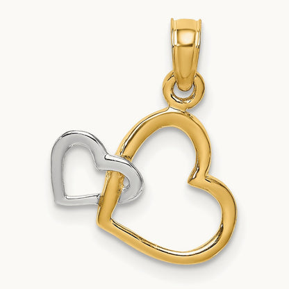 Polished Hearts Interwined Charm, 14K with White Rhodium