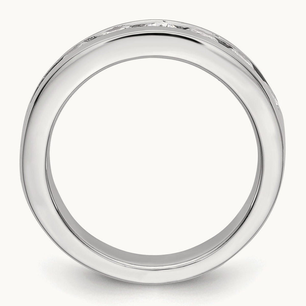 9-Stone Diamond Channel Band, 14K White Gold