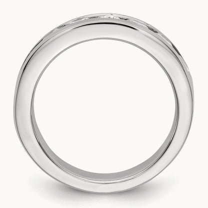 9-Stone Diamond Channel Band, 14K White Gold