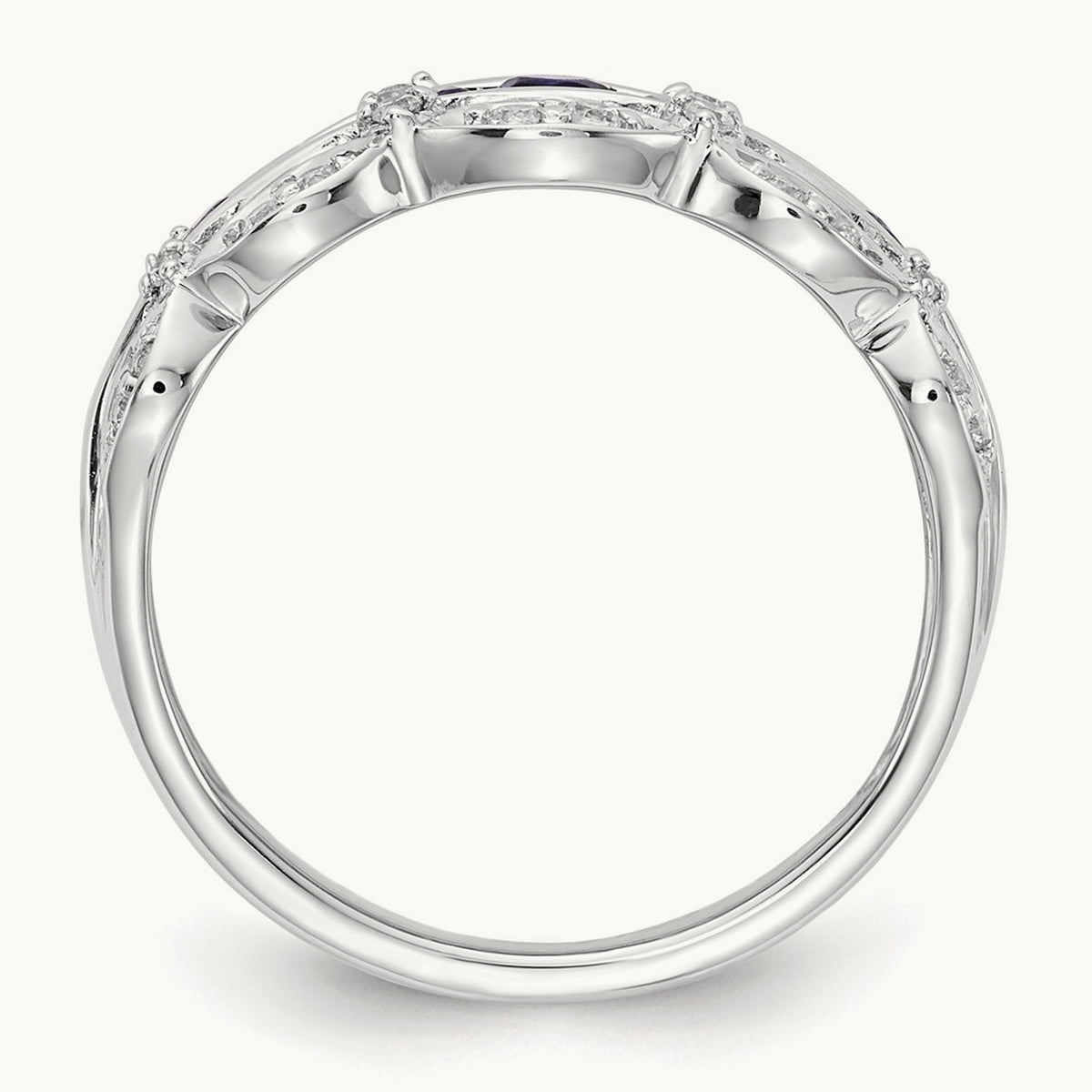 Created Sapphire Ring, 0.20 ct tw Lab-Grown Diamond