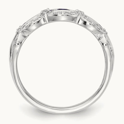 Created Sapphire Ring, 0.20 ct tw Lab-Grown Diamond