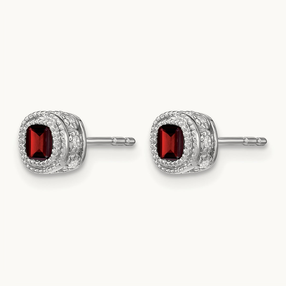 Cushion Garnet and Diamond Earrings — photo set
