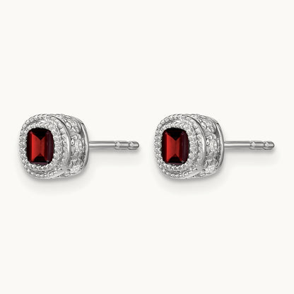 Cushion Garnet and Diamond Earrings — photo set