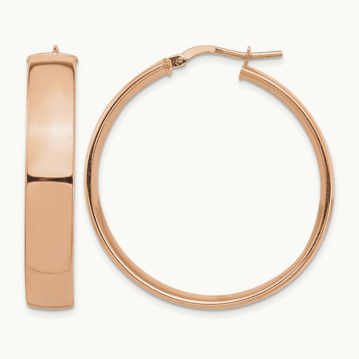 High Polished Hoop Earrings — 14K Rose Gold
