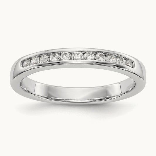 11-Stone Diamond Channel Band, 14K White Gold