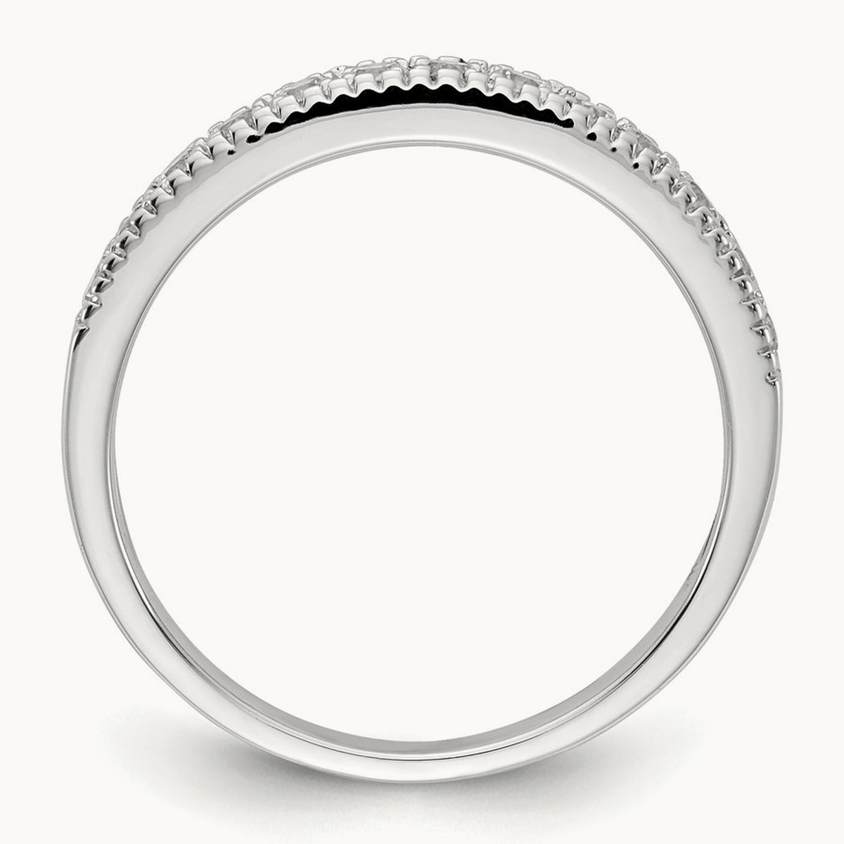 Diamond Beaded Edge Band, 14K White Gold