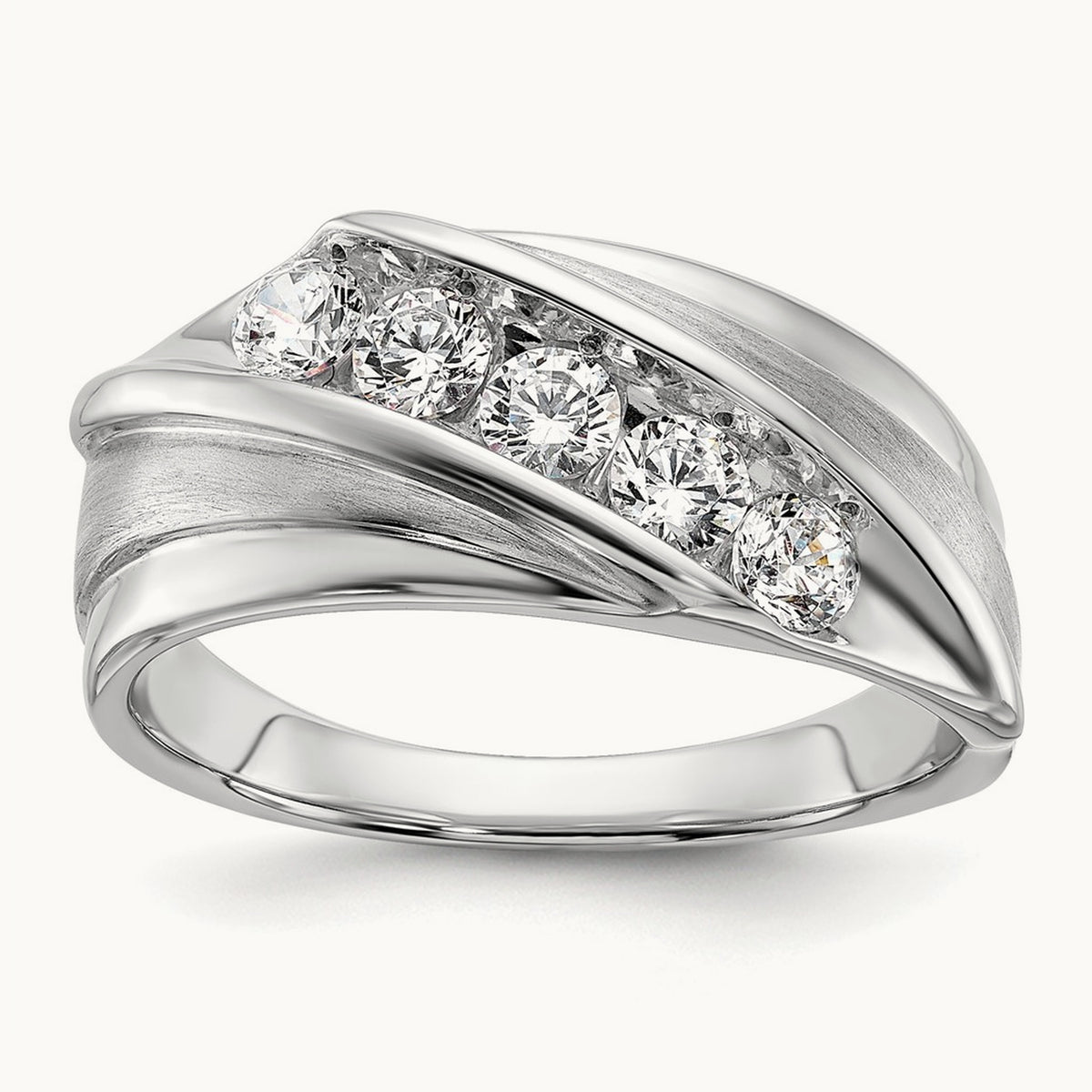 5 Stone Men's Ring, 0.75 ct tw Lab-Grown Diamond