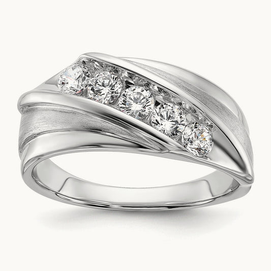5 Stone Men's Ring, 0.75 ct tw Lab-Grown Diamond