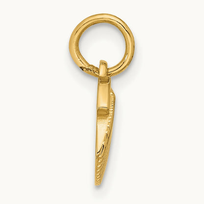 Polished Textured Seashell Pendant, 14K