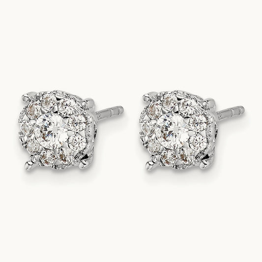 Halo Post Earrings, 1.00 ct tw Lab-Grown Diamond