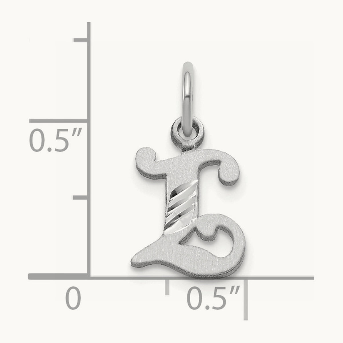 Diamond-cut Initial Charm — 14K White Gold, L