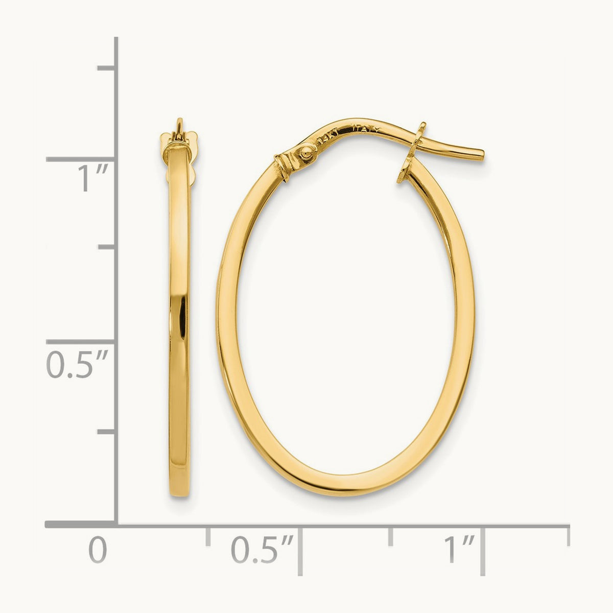 Polished Oval Hoop Earrings, 14K — Leslie's