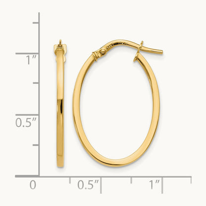 Polished Oval Hoop Earrings, 14K — Leslie's