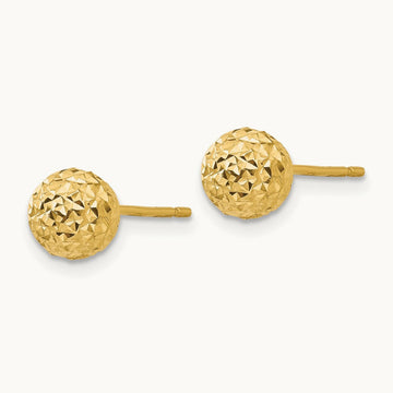Diamond Cut Ball Post Earrings, 14K