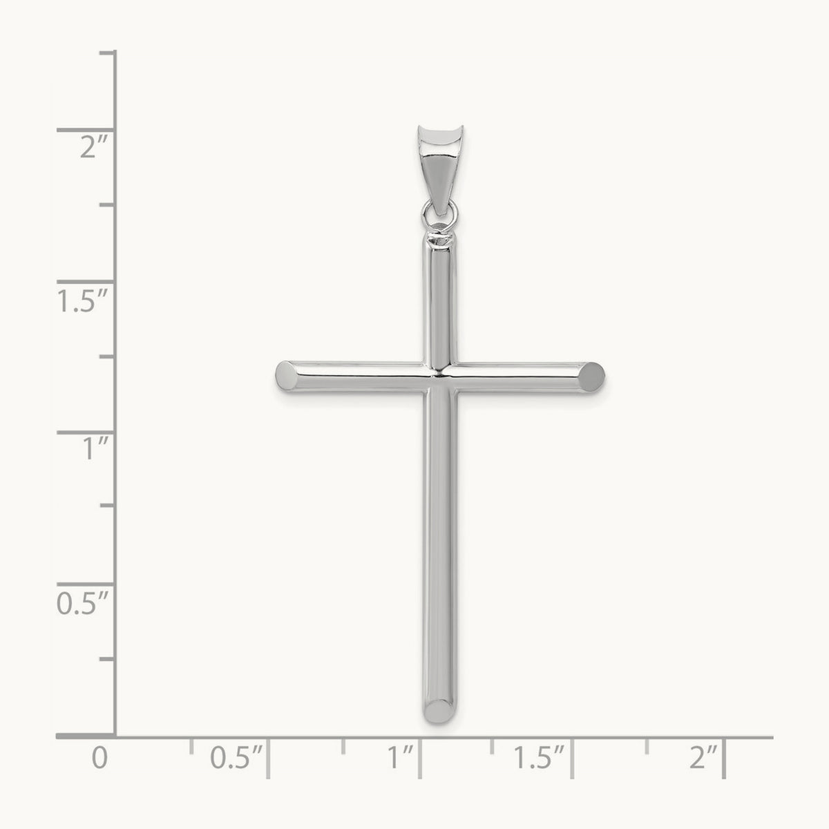Polished Hollow Cross Pendant, 14K White Gold