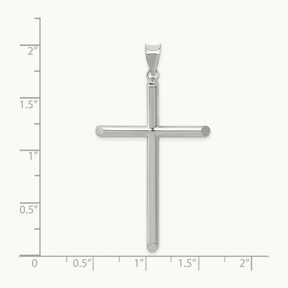 Polished Hollow Cross Pendant, 14K White Gold