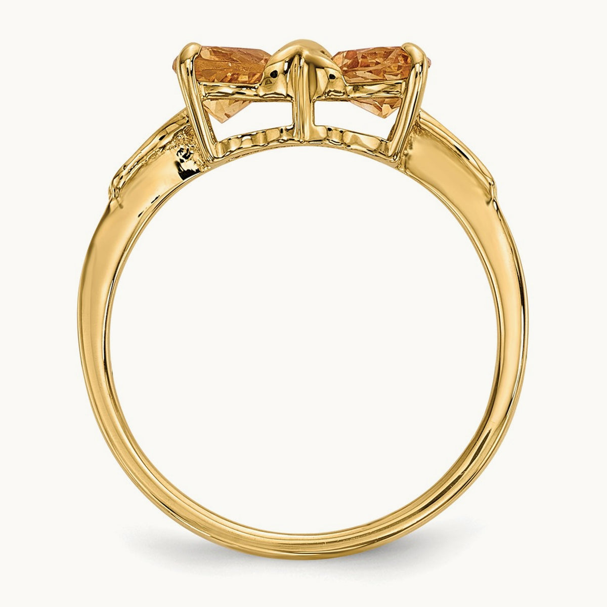 Polished Citrine Bow Ring, 14K Gold