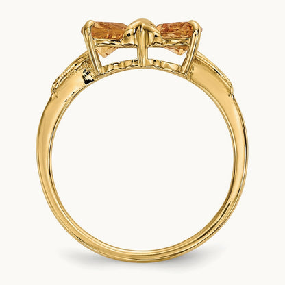 Polished Citrine Bow Ring, 14K Gold