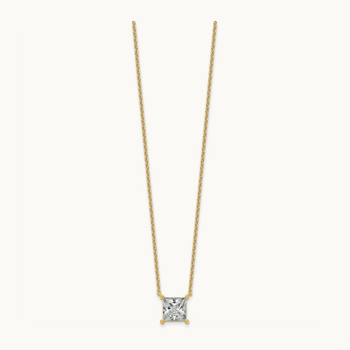 Princess Pendant Necklace, 0.25-4.00 ct tw Lab-Grown Diamond — 3 1/2 ct, 14K Yellow Gold