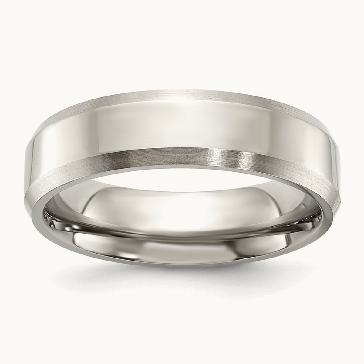 Polished with Brushed and Beveled Edge Band — 6mm, 6