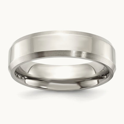 Polished with Brushed and Beveled Edge Band — 6mm, 6