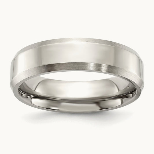Polished with Brushed and Beveled Edge Band — 6mm, 6