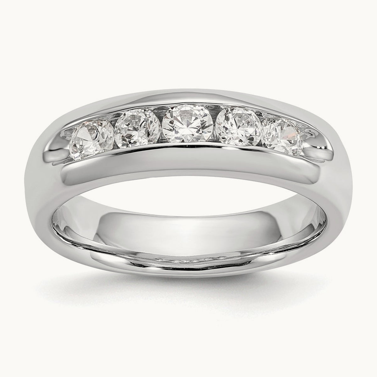 5-Stone Diamond Channel Band, 14K White Gold