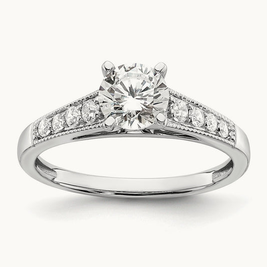 1ct Round Semi-Mount Engagement Dia Ring, 14K White Gold