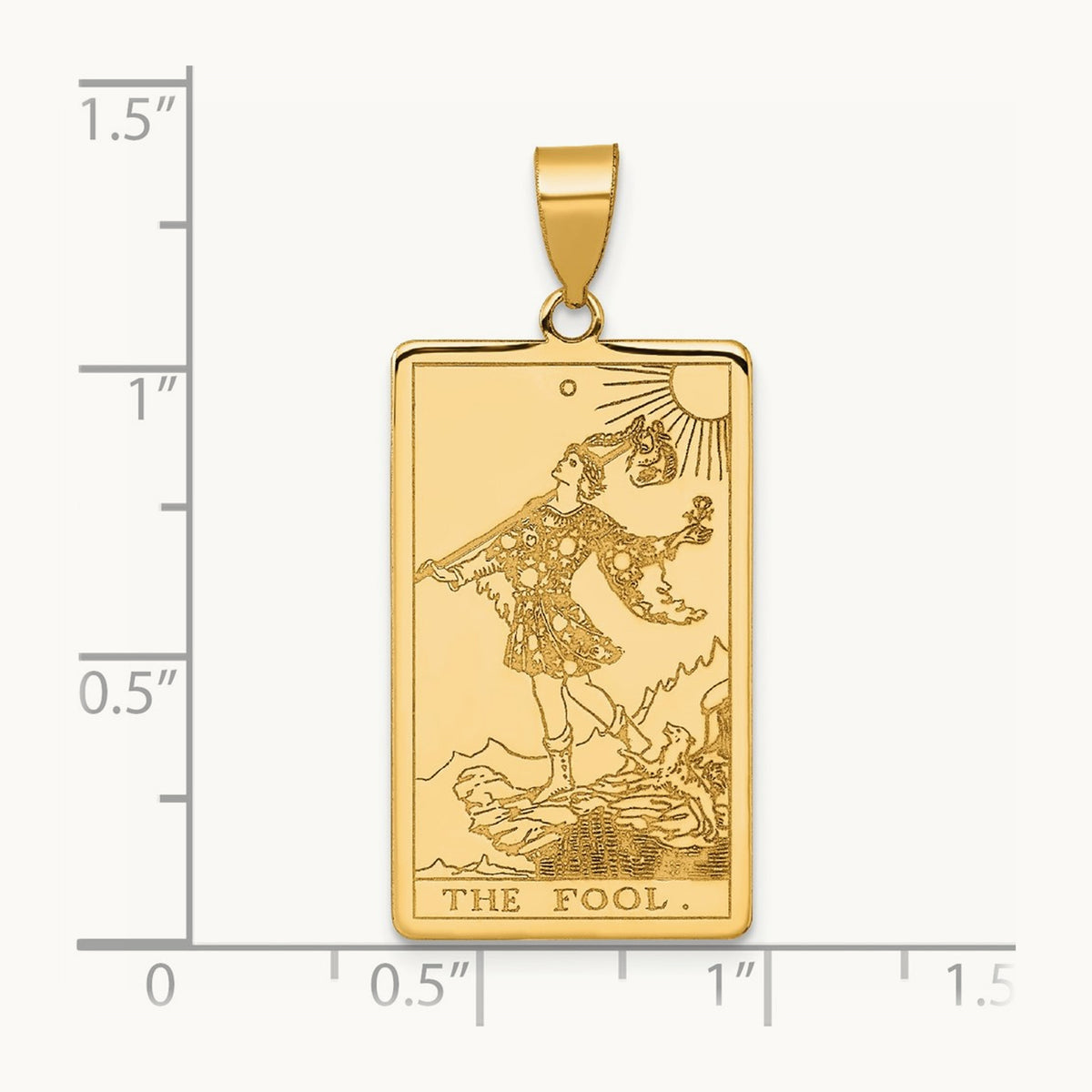 The Fool Tarot Card Pendant, 14K Yellow Gold