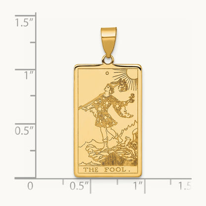 The Fool Tarot Card Pendant, 14K Yellow Gold