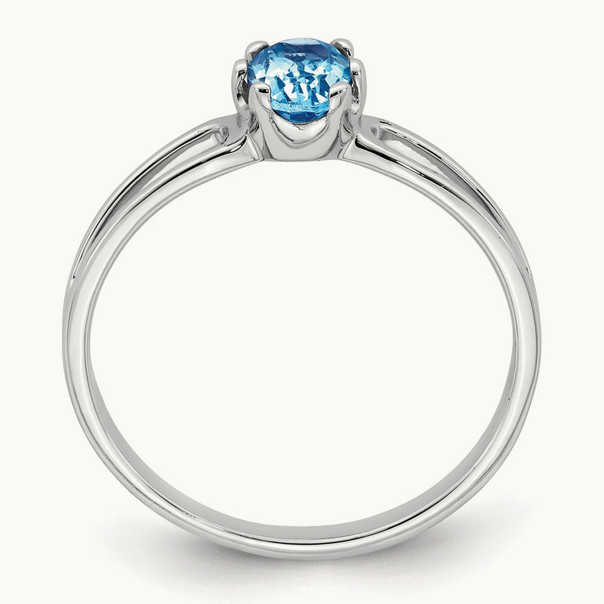 6x4mm Oval Blue Topaz ring, 14K White Gold
