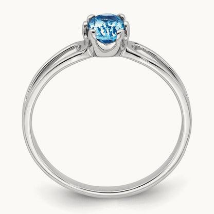 6x4mm Oval Blue Topaz ring, 14K White Gold