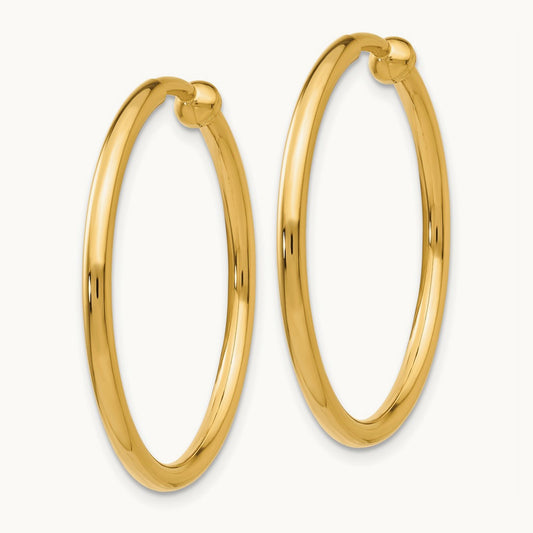 Non-Pierced Hoop Earrings, 14K