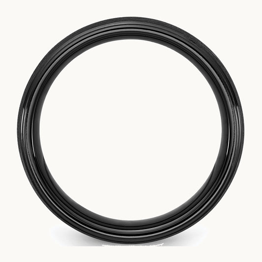 Ceramic Black Polished with Scratch Finished Center 8mm Band