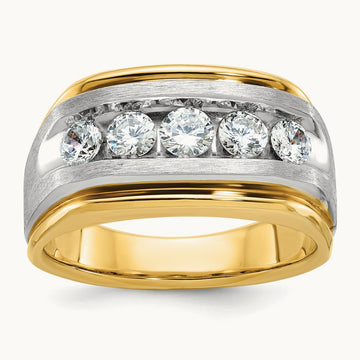 5 Stone Men's Ring, 1.00 ct tw Lab-Grown Diamond