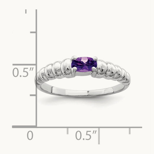 5x3mm Oval Amethyst ring, 14K White Gold
