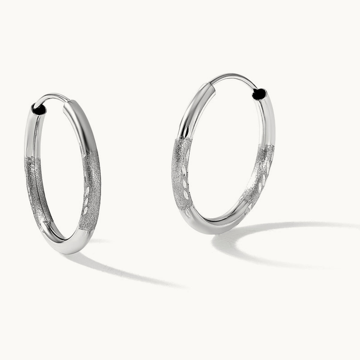 Diamond-cut Endless Hoop Earrings — 18mm, 2mm