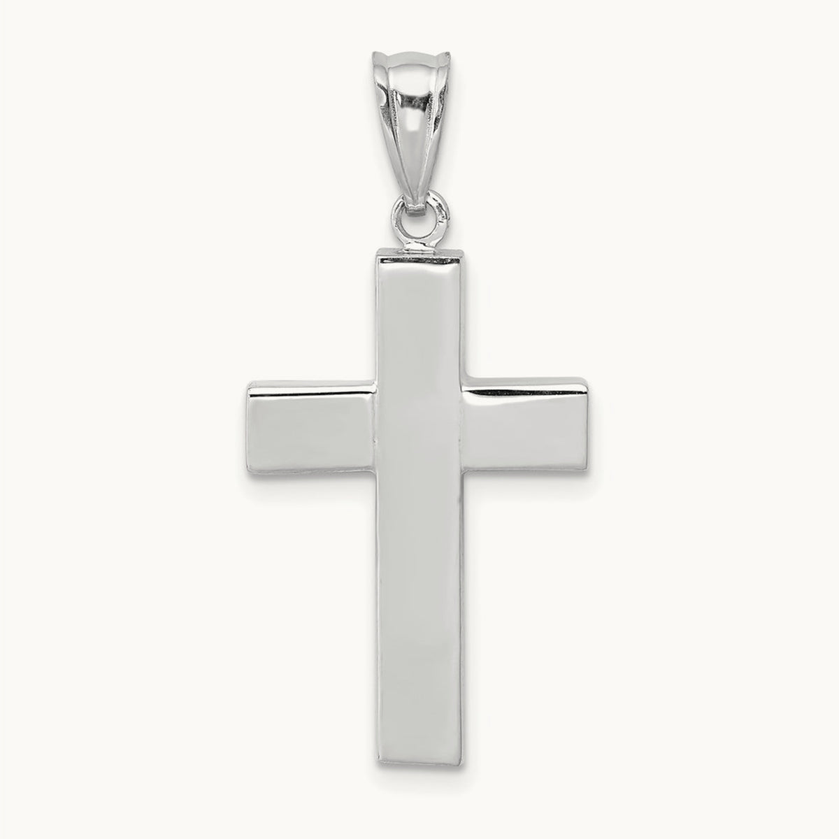 Polished Hollow Cross Pendant, 14K White Gold