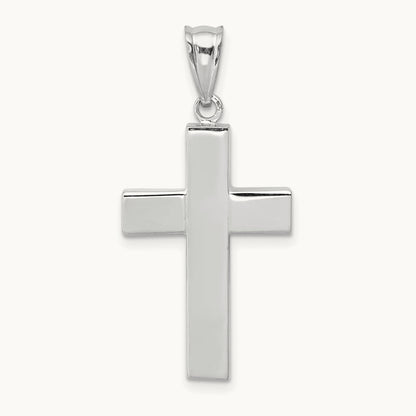 Polished Hollow Cross Pendant, 14K White Gold