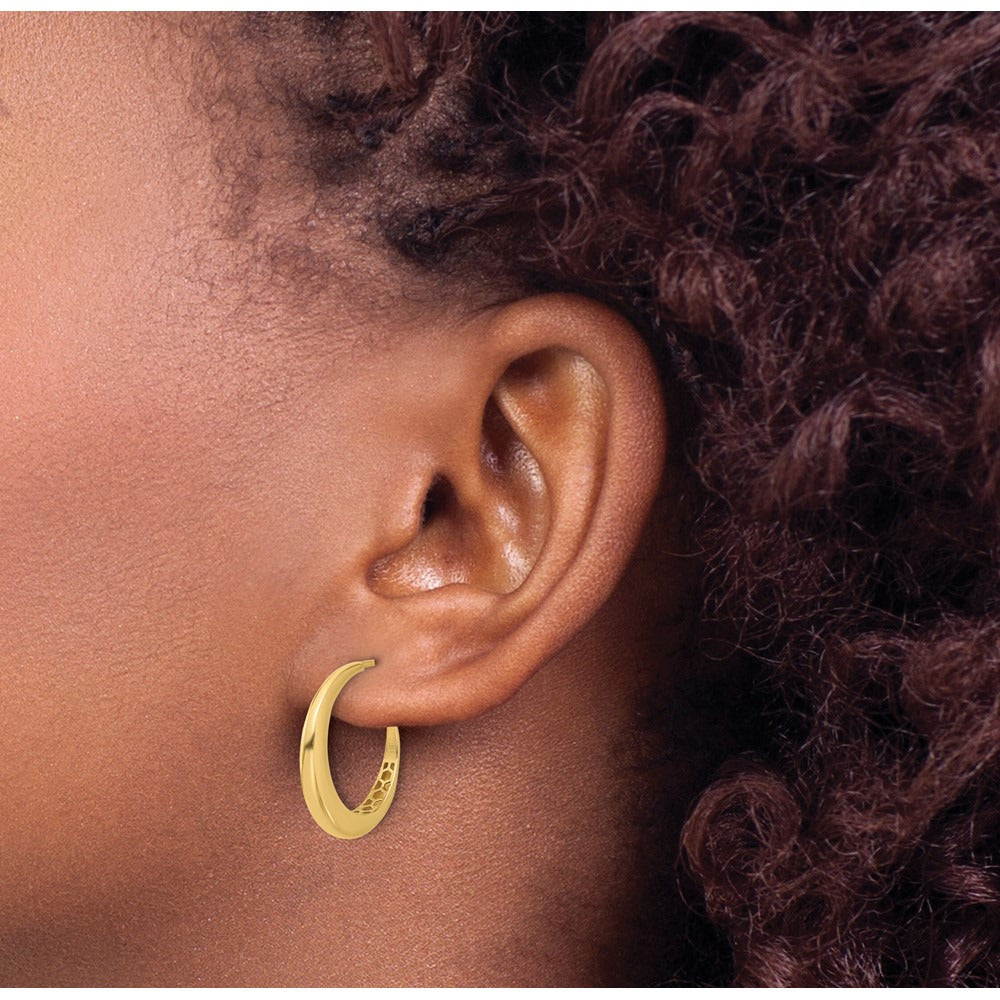 Polished J-Hoop Post Earrings — Leslie's — photo set