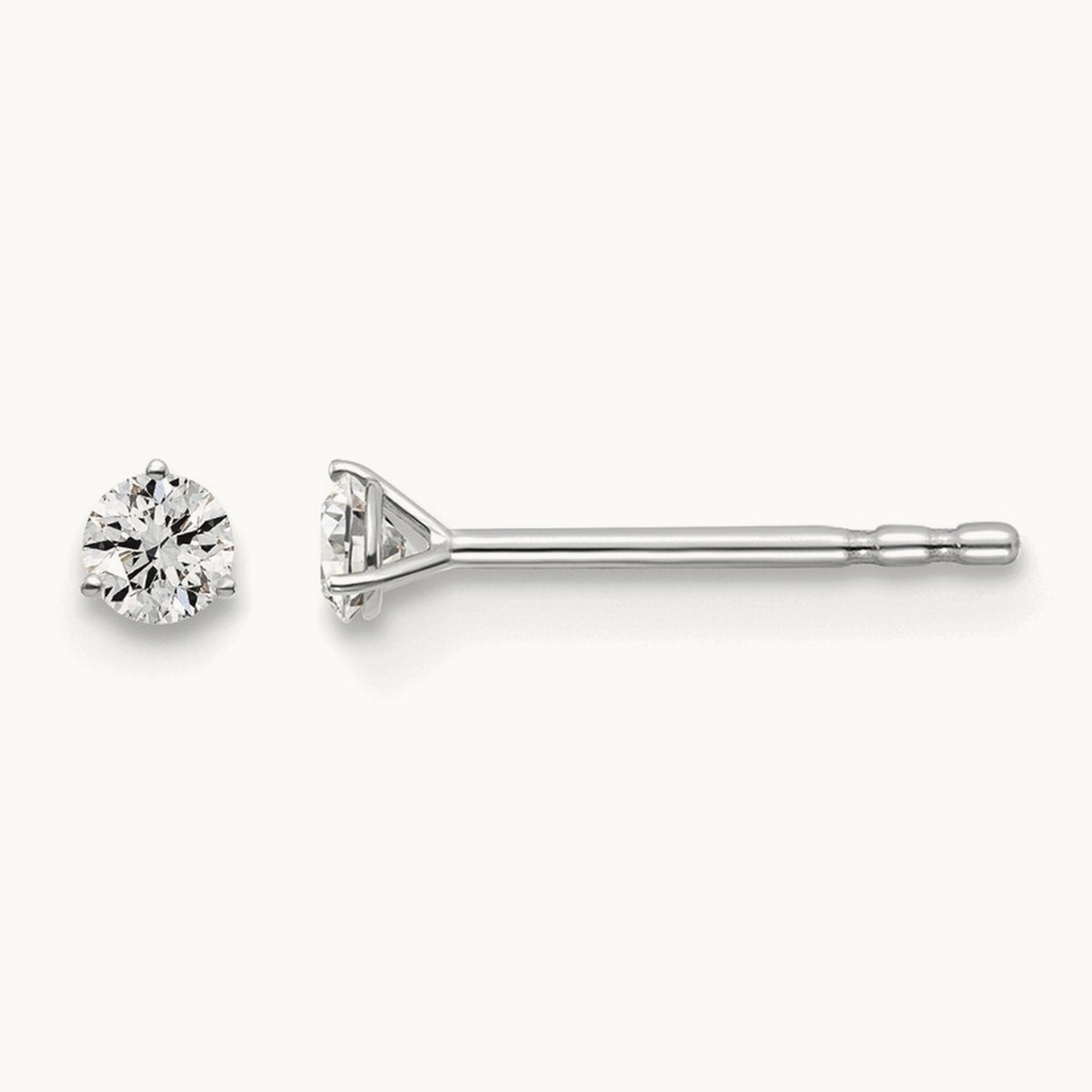 Round Stud Earrings, 0.10-6.00 ct tw Lab-Grown Diamond — 1/10 ct, VS (Best), push back, Platinum