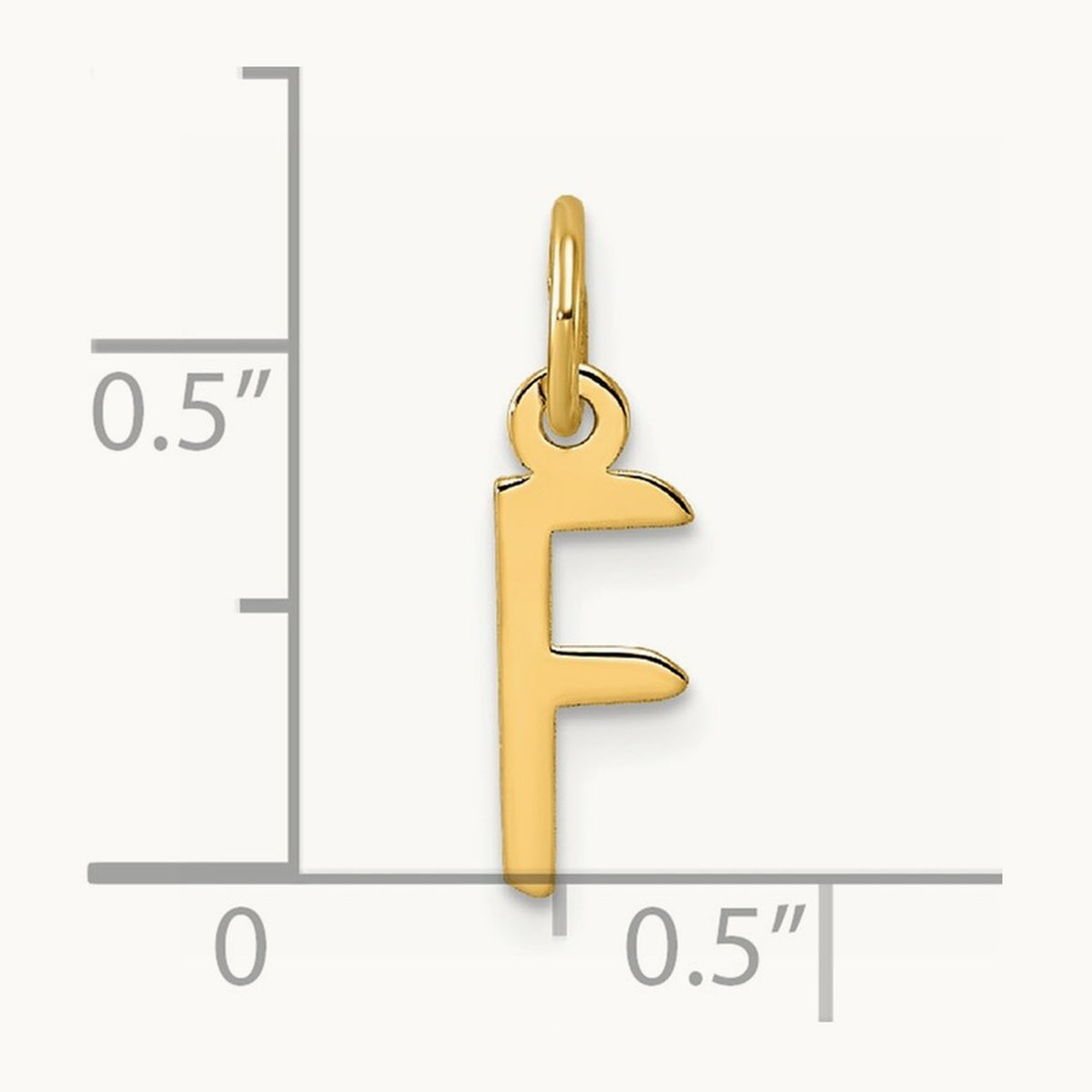 Small Slanted Block Initial Charm — 14K Yellow Gold, F
