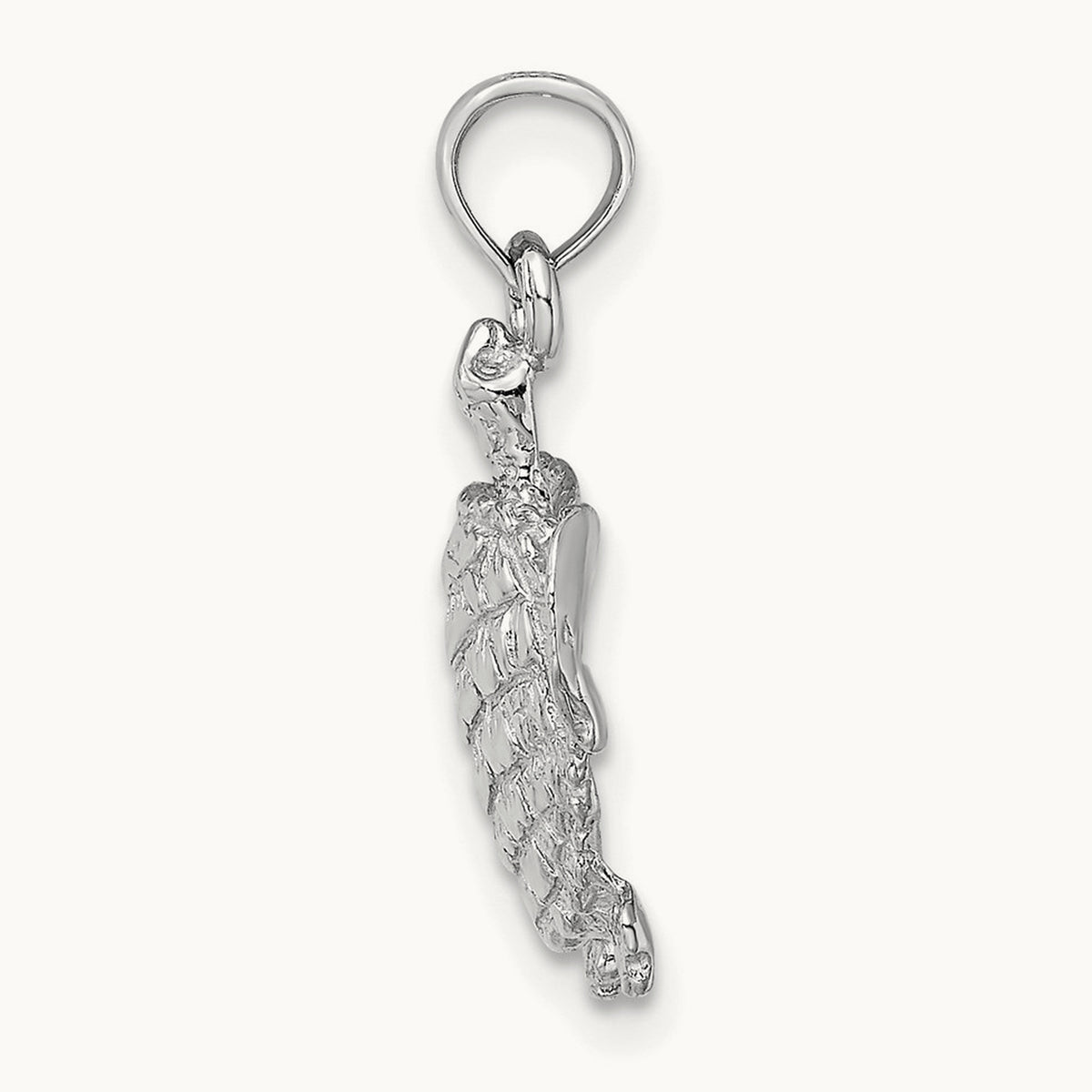 Textured Sea Turtle Charm — 14K White Gold