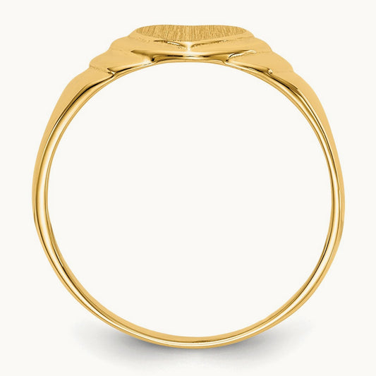 6.75x6. Closed Back Children's Heart Signet Ring, 75mm, 14K