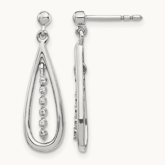 Diamond Teardrop Post Earrings — 14K White Gold