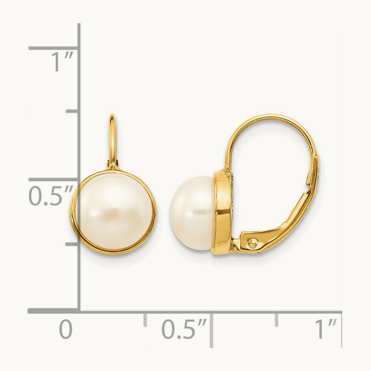 Button Freshwater Cultured Pearl Leverback Earrings — 14K Yellow Gold