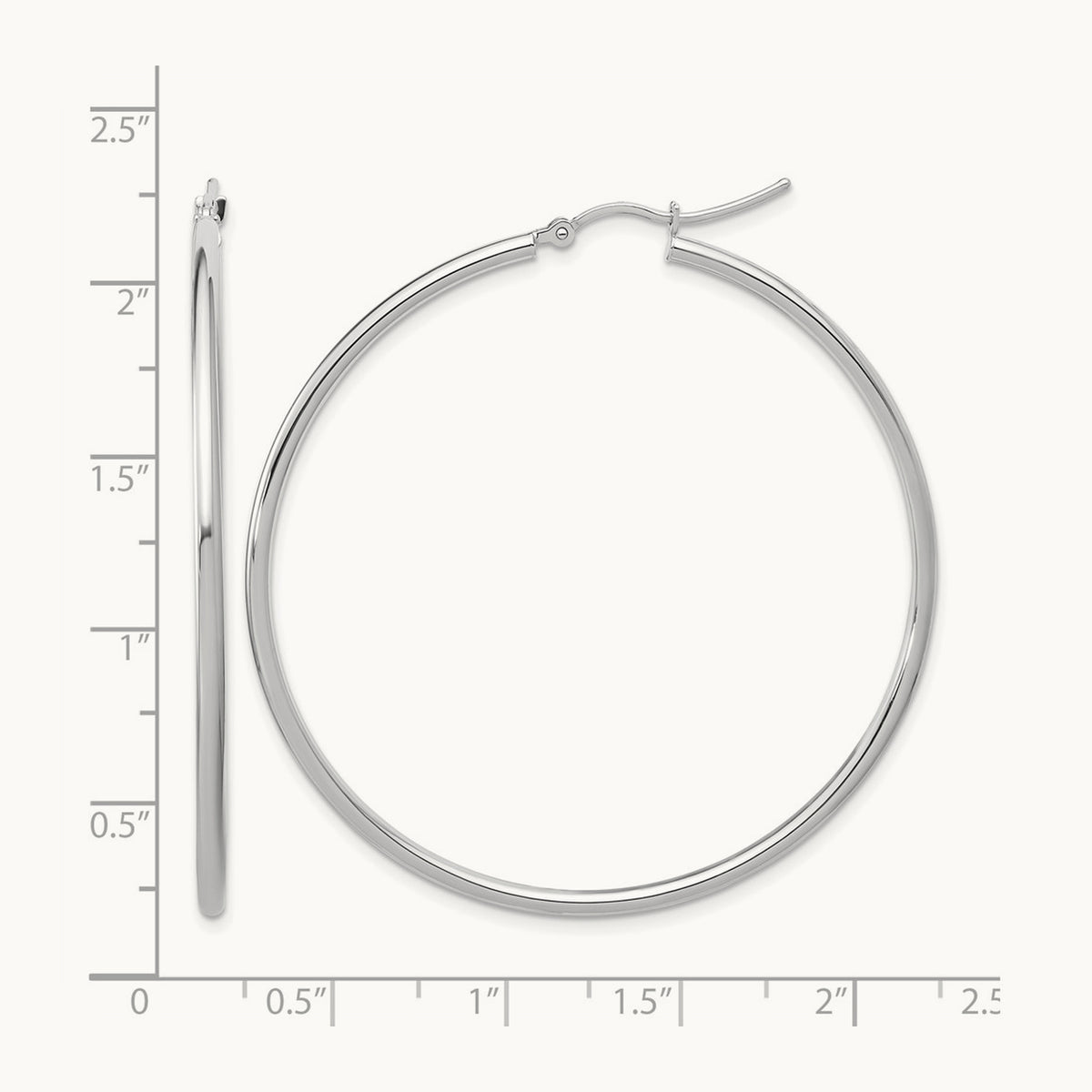 Polished Hinged Hoop Earrings, 10K White Gold — Leslie's
