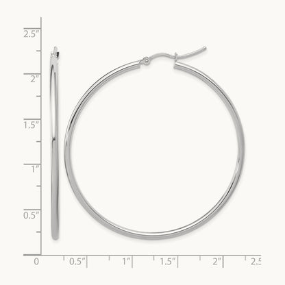 Polished Hinged Hoop Earrings, 10K White Gold — Leslie's