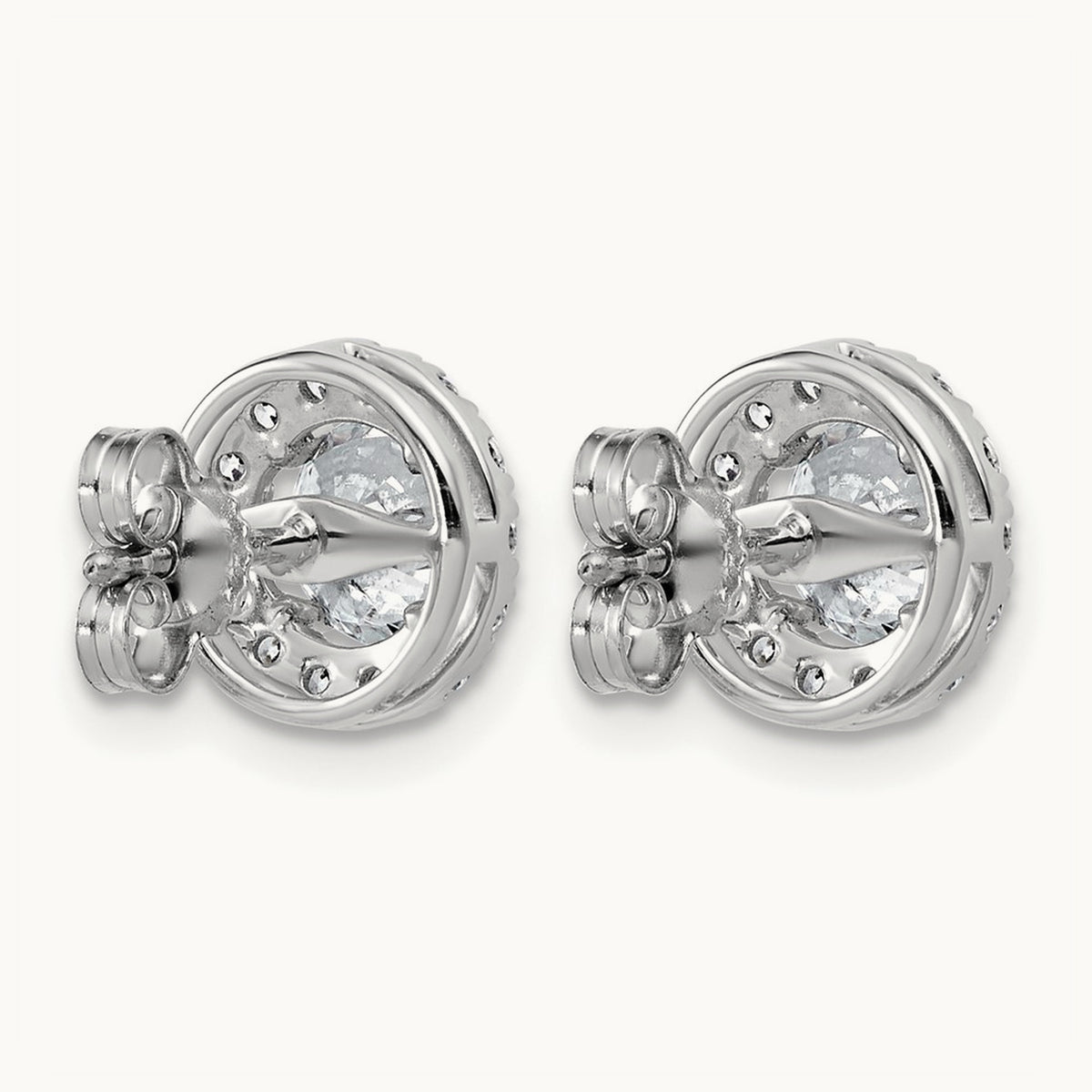 Round Halo Post Earrings, 0.50-7.50 ct tw Lab-Grown Diamond — 1 7/8 ct, 14K White Gold